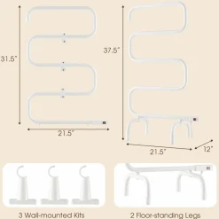 Tangkula Towel Warmer, Home Bathroom 100W Electric 5-Bar Towel Drying Rack