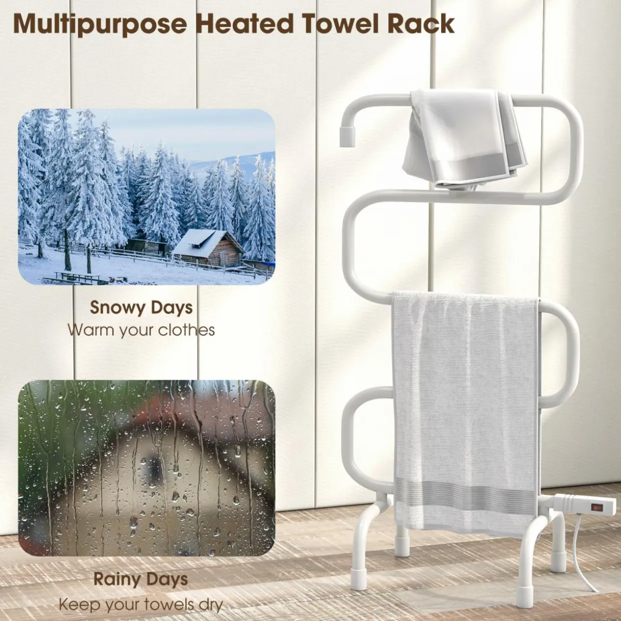 Tangkula Towel Warmer, Home Bathroom 100W Electric 5-Bar Towel Drying Rack