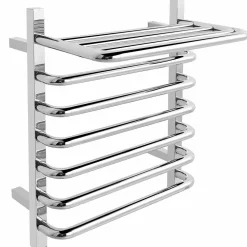 Tangkula Towel Warmer with Top Shelf, 10 Bars Wall Mounted Electric Heated Towel Rail for Bathroom