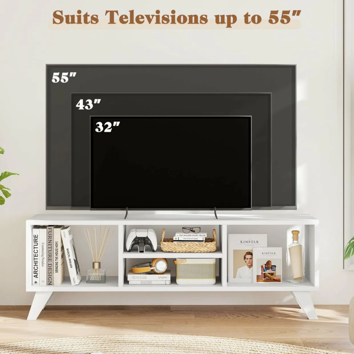 Tangkula TV Stand for 55 Inch TV