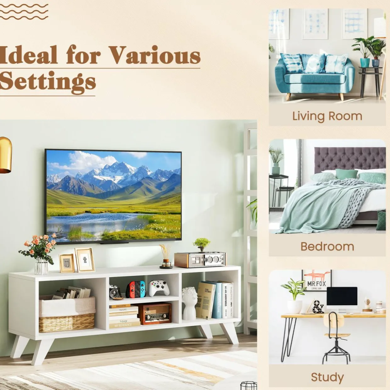 Tangkula TV Stand for 55 Inch TV