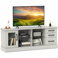 Tangkula TV Stand for 73-Inch TVs, 63” Media Console Table with 3 Drawers