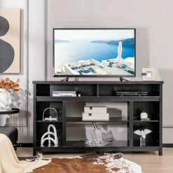 Tangkula TV Stand for TVs up to 65", Media Console Table w/Adjustable Shelf & Cable Management Holes
