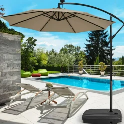 Tangkula Universal Offset Umbrella Base, Water & Sand Filled Heavy Duty Base with Cross Base & Wheels