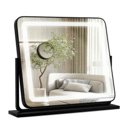 Tangkula Vanity Mirror with LED Lights, 22" x19" Lighted Mirror w/Dimmable 3 Color Modes