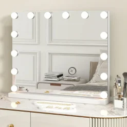 Tangkula Vanity Mirror with Light, 22" x 17" Makeup Mirror with 14 Bulbs