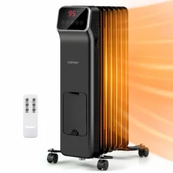 Tangkula 1500W Electric Radiant Heater, Oil Filled Space Heater w/Remote, Adjustable Thermostat