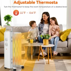 Tangkula 1500W Oil Filled Radiator Heater, Electric Space Heater with 3 Heating Modes