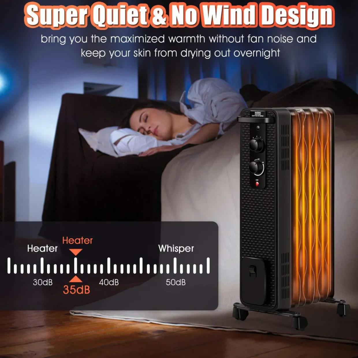 Tangkula 1500W Oil Filled Radiator Heater, Portable Space Heater Radiator w/ 3 Heating Modes & Adjustable Thermostat