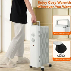 Tangkula 1500W Oil Filled Radiator Heater, Electric Space Heater with 3 Heating Modes