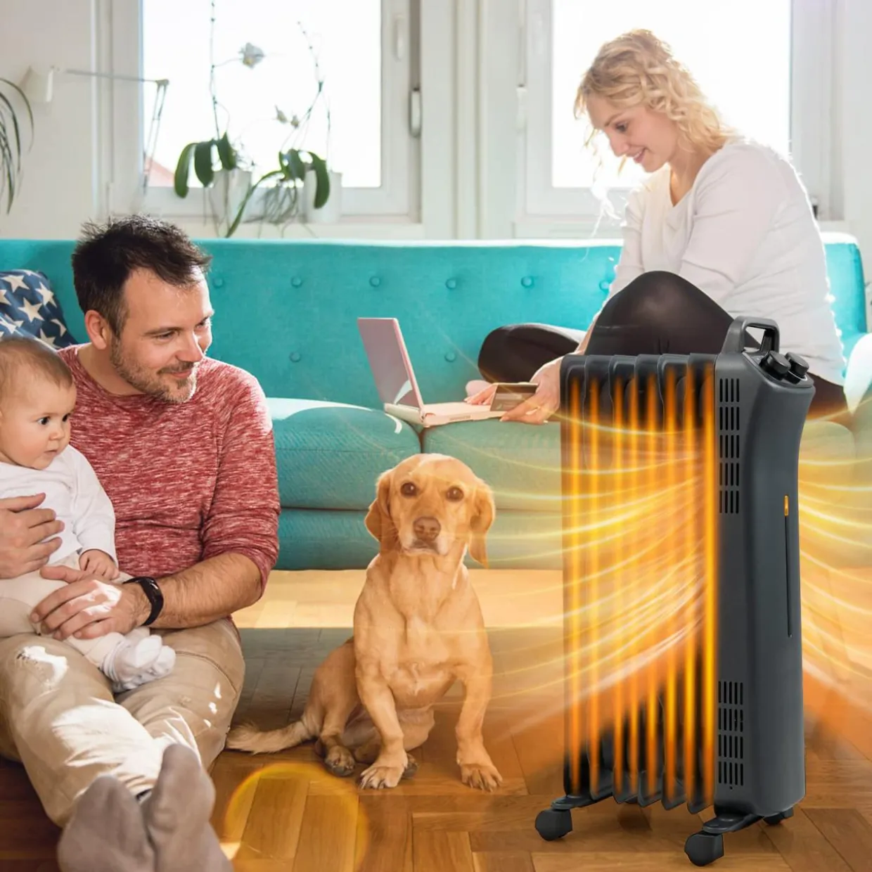 Tangkula 1500W Oil Filled Radiator Heater, Electric Space Heater with 3 Heating Modes