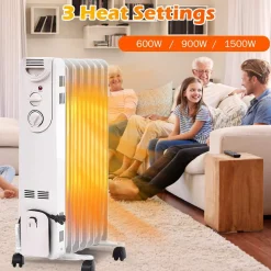 TANGKULA 1500W Oil-Filled Heater, Portable Radiator Heater with Adjustable Thermostat