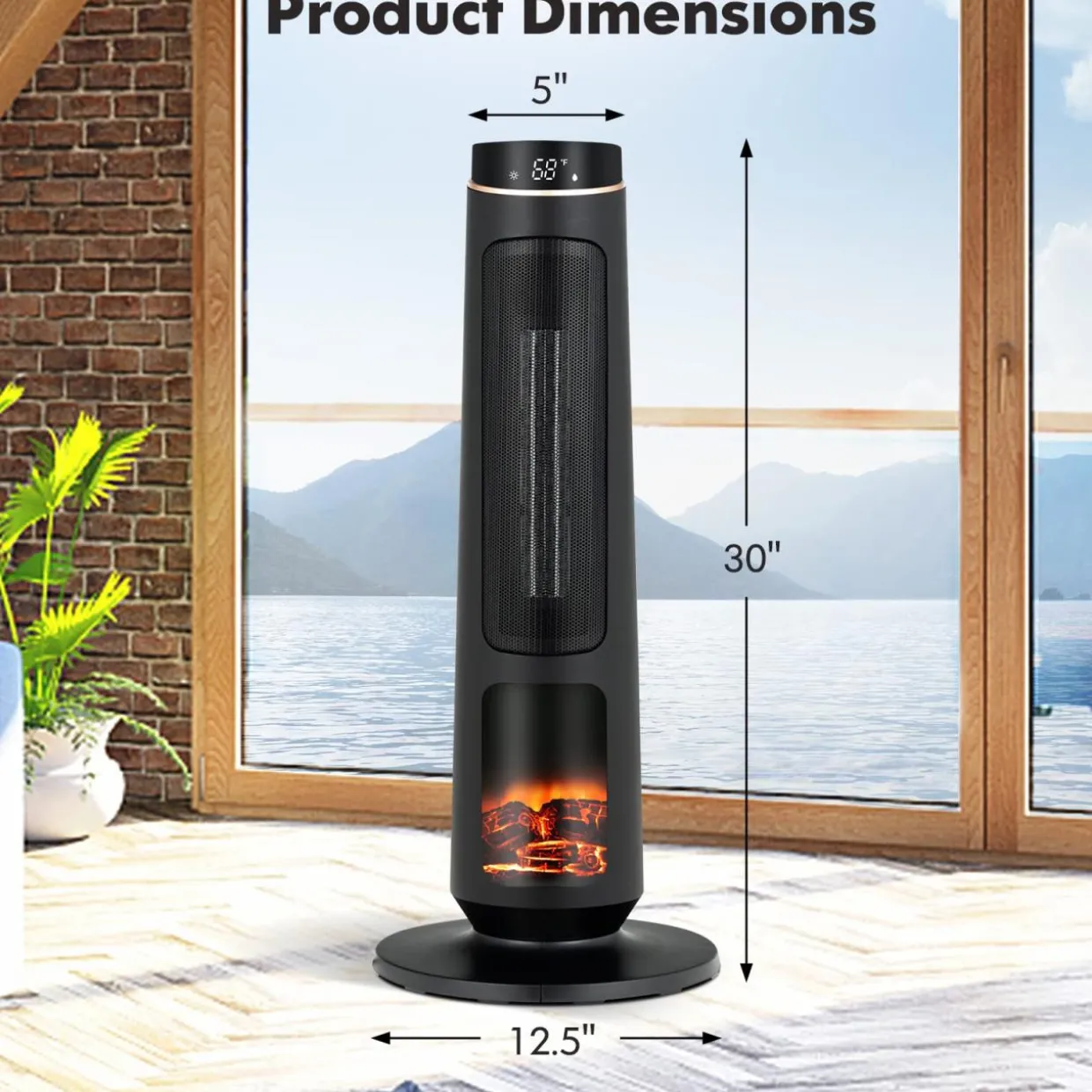 Tangkula 1500W Oscillating Space Heater, Fast Heating Ceramic PTC Tower Heater with Thermostat