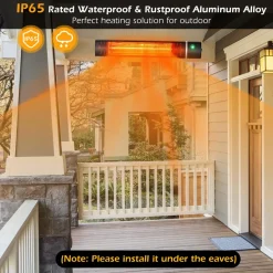 Tangkula 1500W Wall-Mounted Patio Heater, Electric Gold Tube Infrared Space Heater w/ 3 Power Settings, Remote Control for Indoor/Outdoor