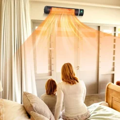Tangkula 1500W Wall-Mounted Patio Heater, Electric Gold Tube Infrared Space Heater w/ 3 Power Settings, Remote Control for Indoor/Outdoor