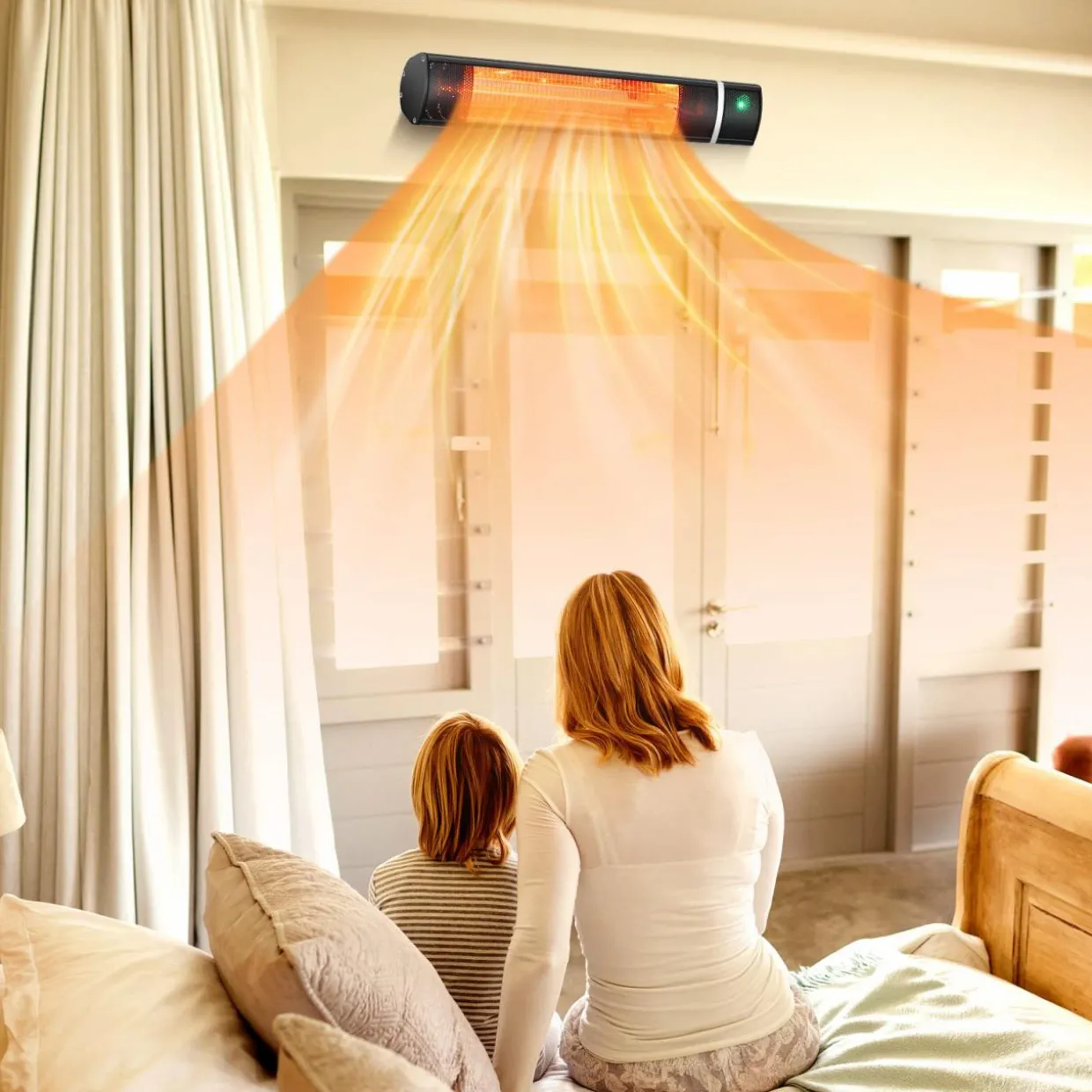 Tangkula 1500W Wall-Mounted Patio Heater, Electric Gold Tube Infrared Space Heater w/ 3 Power Settings, Remote Control for Indoor/Outdoor