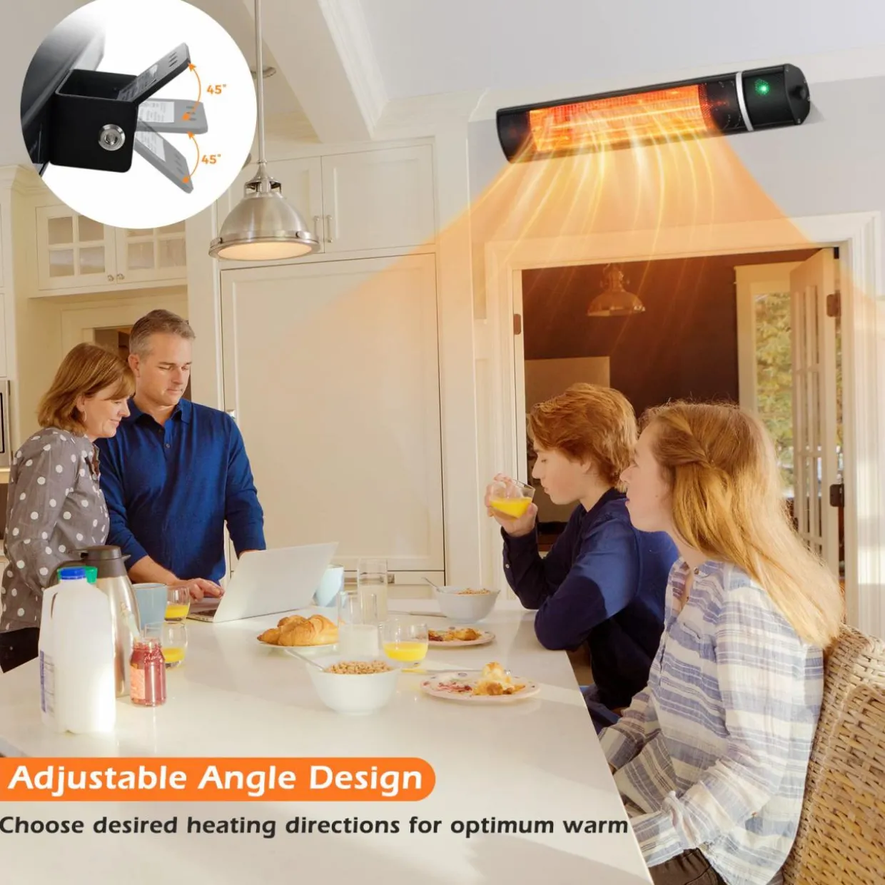 Tangkula 1500W Wall-Mounted Patio Heater, Electric Gold Tube Infrared Space Heater w/ 3 Power Settings, Remote Control for Indoor/Outdoor