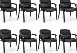 Tangkula Waiting Room Chairs, Upholstered PU Leather Conference Room Chairs with Padded Armrests, Black