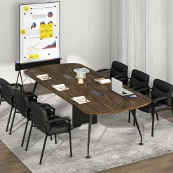 Tangkula Waiting Room Chairs, Upholstered PU Leather Conference Room Chairs with Padded Armrests, Black