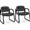 Tangkula Waiting Room Guest Chairs, Office Reception Chairs with Sled Base & Padded Arm Rest (Black)
