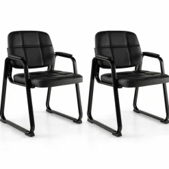 Tangkula Waiting Room Guest Chair, Upholstered Conference Chair with Armrest & Ergonomic Backrest