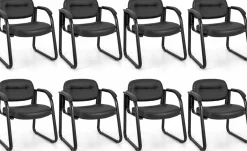 Tangkula Waiting Room Guest Chairs, Office Reception Chairs with Sled Base & Padded Arm Rest (Black)