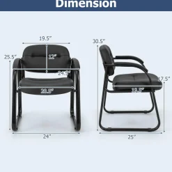 Tangkula Waiting Room Guest Chairs, Office Reception Chairs with Sled Base & Padded Arm Rest (Black)