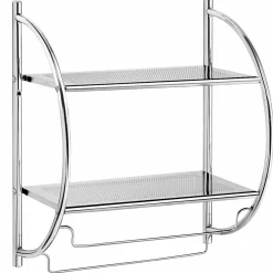 Tangkula Wall Mount 2 Tier Bathroom Shelf with Towel Bars, 18"W X 10"D X 22"H