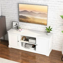 Tangkula White TV Stand for TVs up to 65