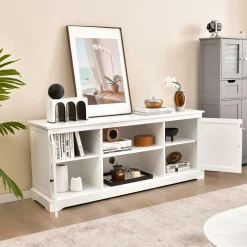 Tangkula White TV Stand for TVs up to 65