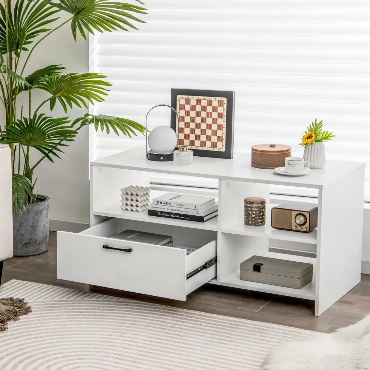 Tangkula White TV Stand for TVs up to 50”