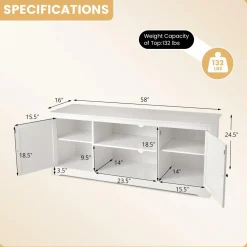 Tangkula White TV Stand for TVs up to 65
