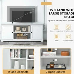 Tangkula White TV Stand for TVs up to 65