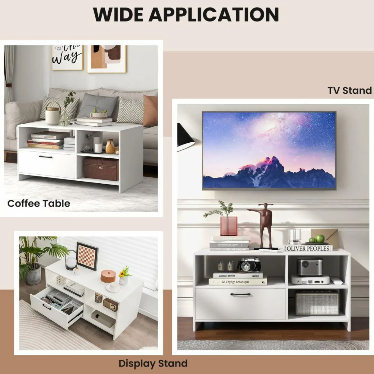 Tangkula White TV Stand for TVs up to 50”