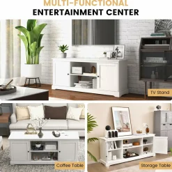 Tangkula White TV Stand for TVs up to 65