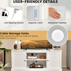 Tangkula White TV Stand for TVs up to 65