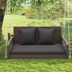 Tangkula Wicker Outdoor Porch Swing, 800 LBS Capacity