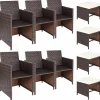 Tangkula Wicker Patio Dining Chairs and 4 Cushioned Ottomans Set, 10 Pieces Heavy Duty Patio Furniture Set