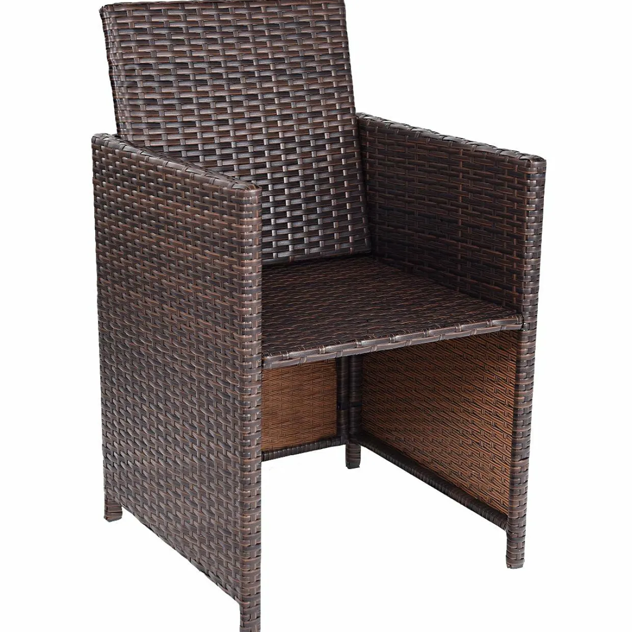 Tangkula Wicker Patio Dining Chairs and 4 Cushioned Ottomans Set, 10 Pieces Heavy Duty Patio Furniture Set