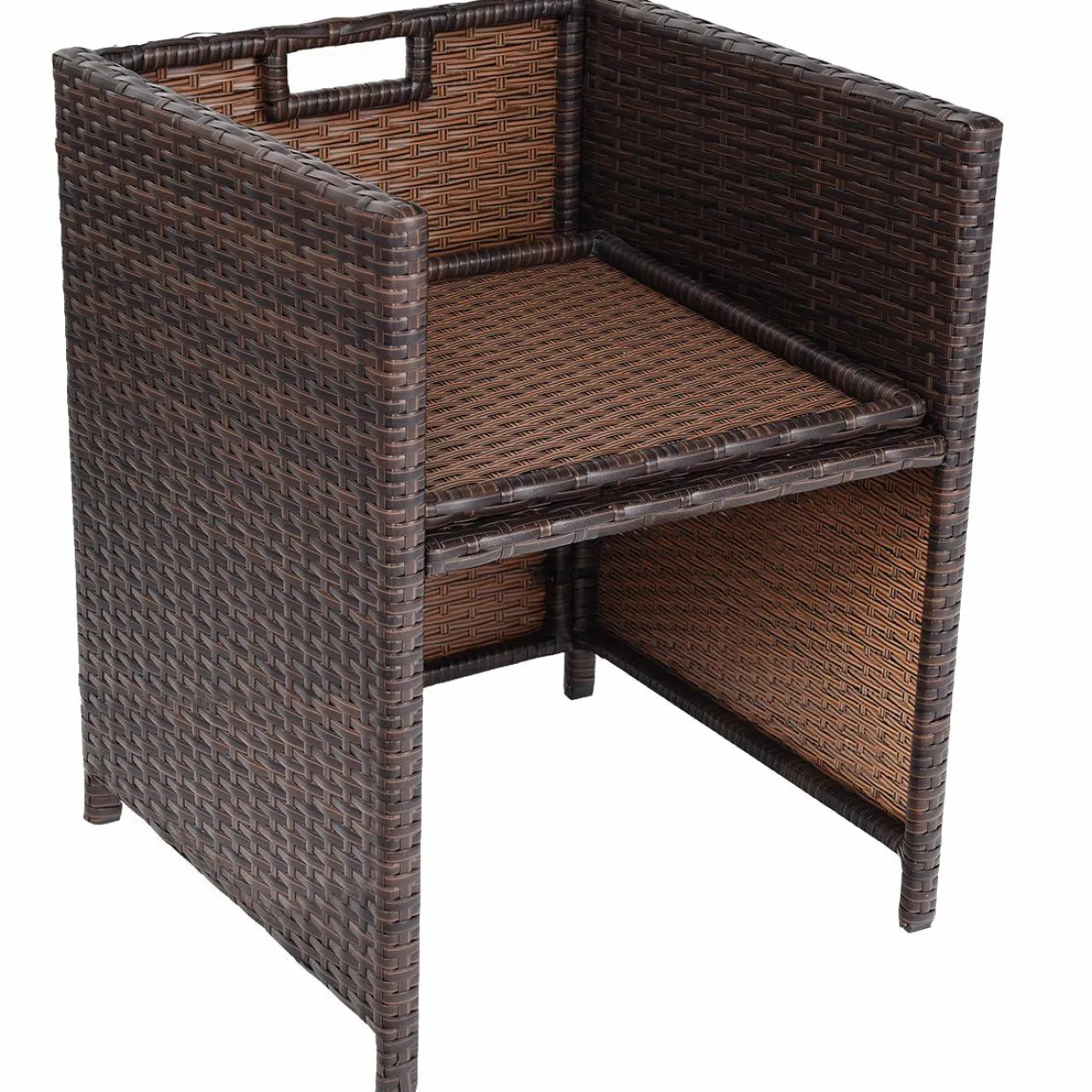 Tangkula Wicker Patio Dining Chairs and 4 Cushioned Ottomans Set, 10 Pieces Heavy Duty Patio Furniture Set