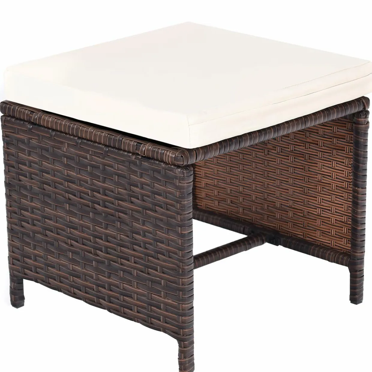 Tangkula Wicker Patio Dining Chairs and 4 Cushioned Ottomans Set, 10 Pieces Heavy Duty Patio Furniture Set