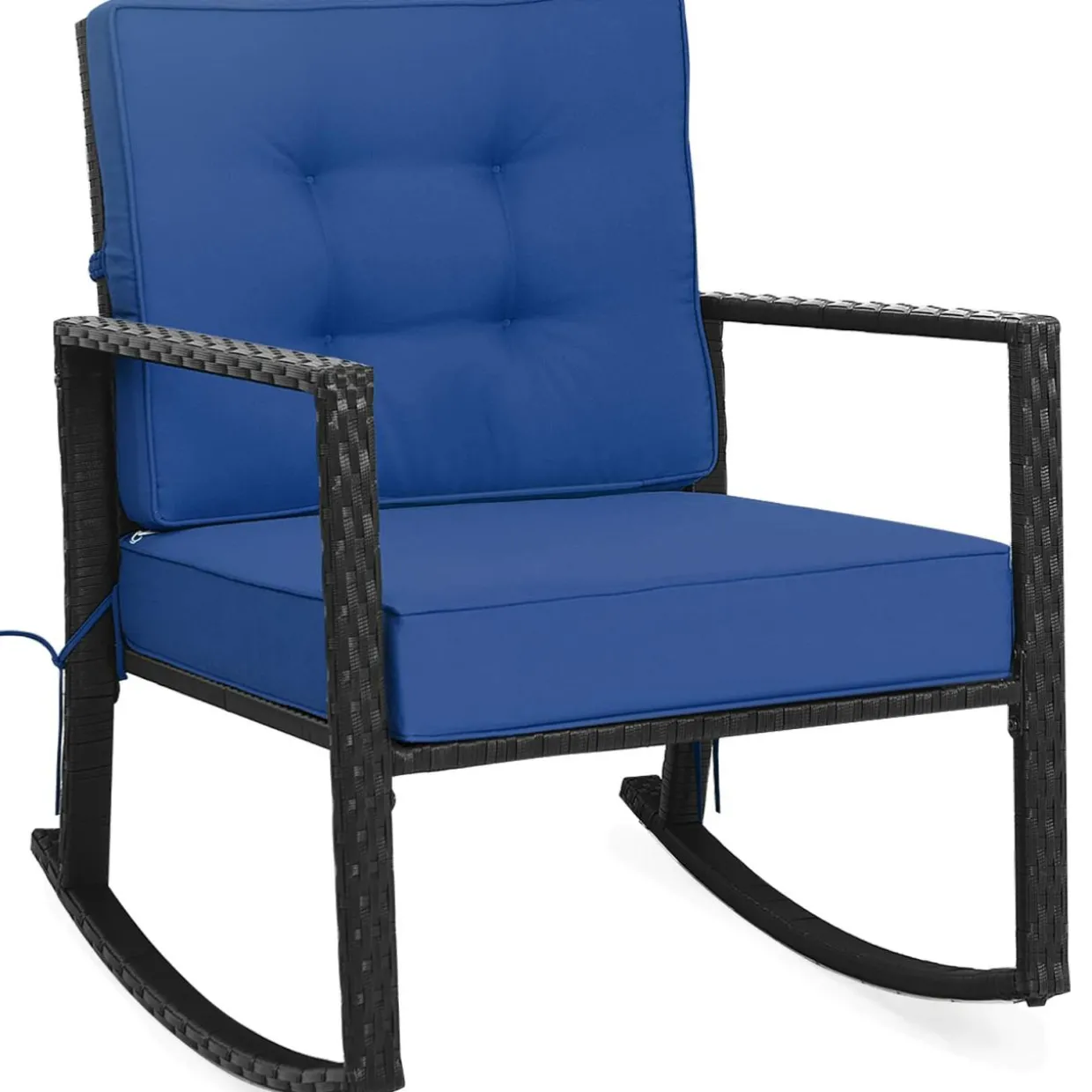 Tangkula Wicker Rocking Chair, Outdoor Glider Rattan Rocker Chair with Heavy-Duty Steel Frame