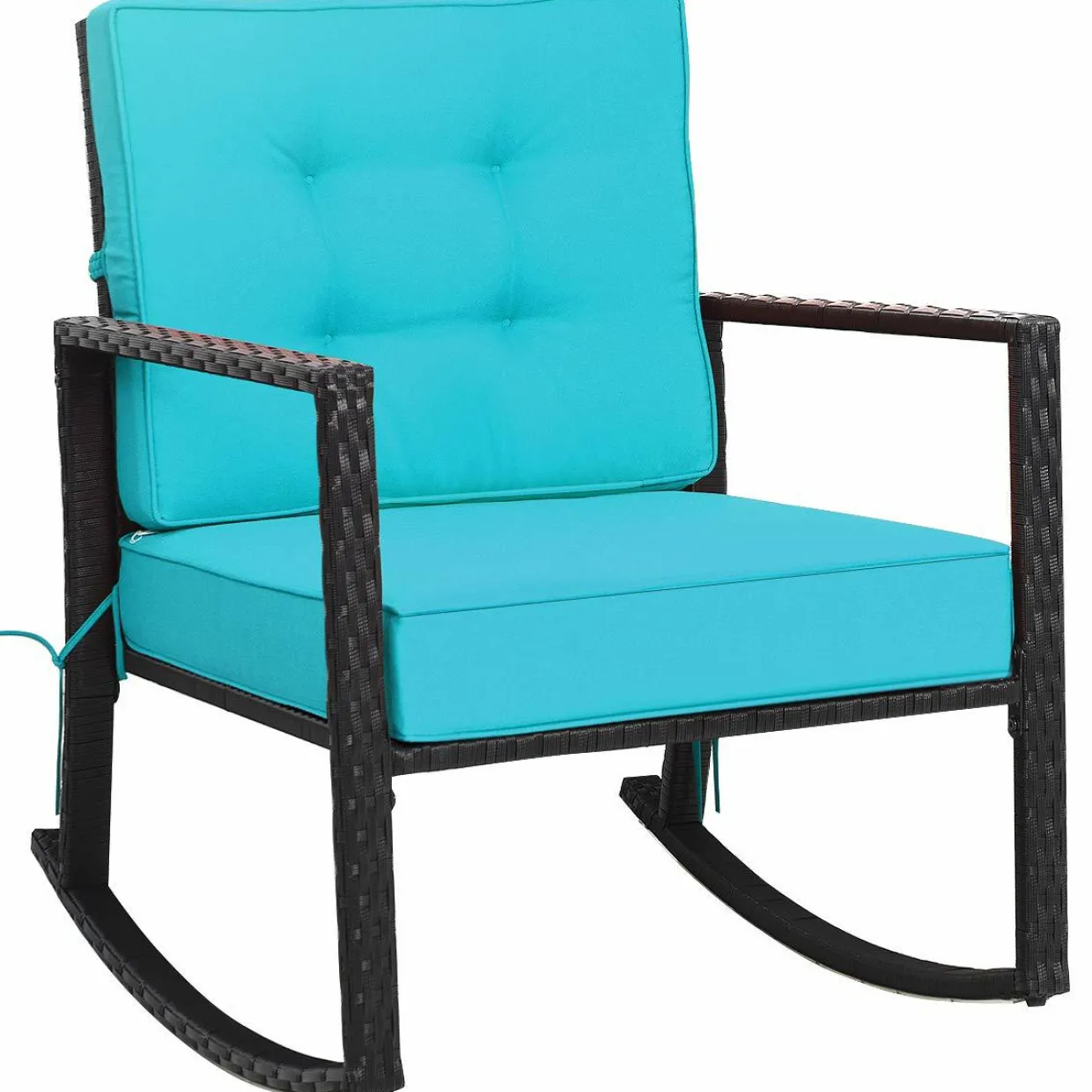Tangkula Wicker Rocking Chair, Outdoor Glider Rattan Rocker Chair with Heavy-Duty Steel Frame