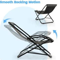 Tangkula Wicker Sling Chair Outdoor, Patio Deck Chair with Rattan Seat