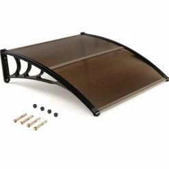 Tangkula Window Awning, Modern Polycarbonate Overhead Door Awning for Rain Snow Sunlight Protection