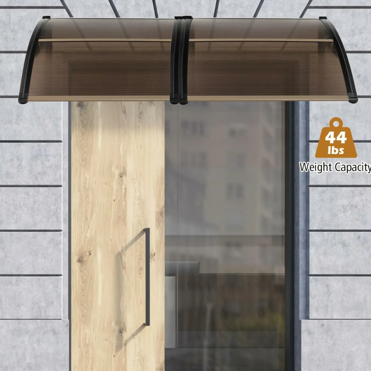 Tangkula Window Awning, Modern Polycarbonate Overhead Door Awning for Rain Snow Sunlight Protection