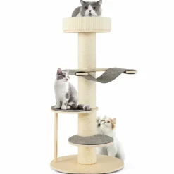 Tangkula Wood Cat Tree, 47 Inch Multi-Layer Cat Tower with 5.7& Carpet