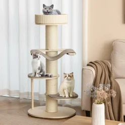 Tangkula Wood Cat Tree, 47 Inch Multi-Layer Cat Tower with 5.7& Carpet