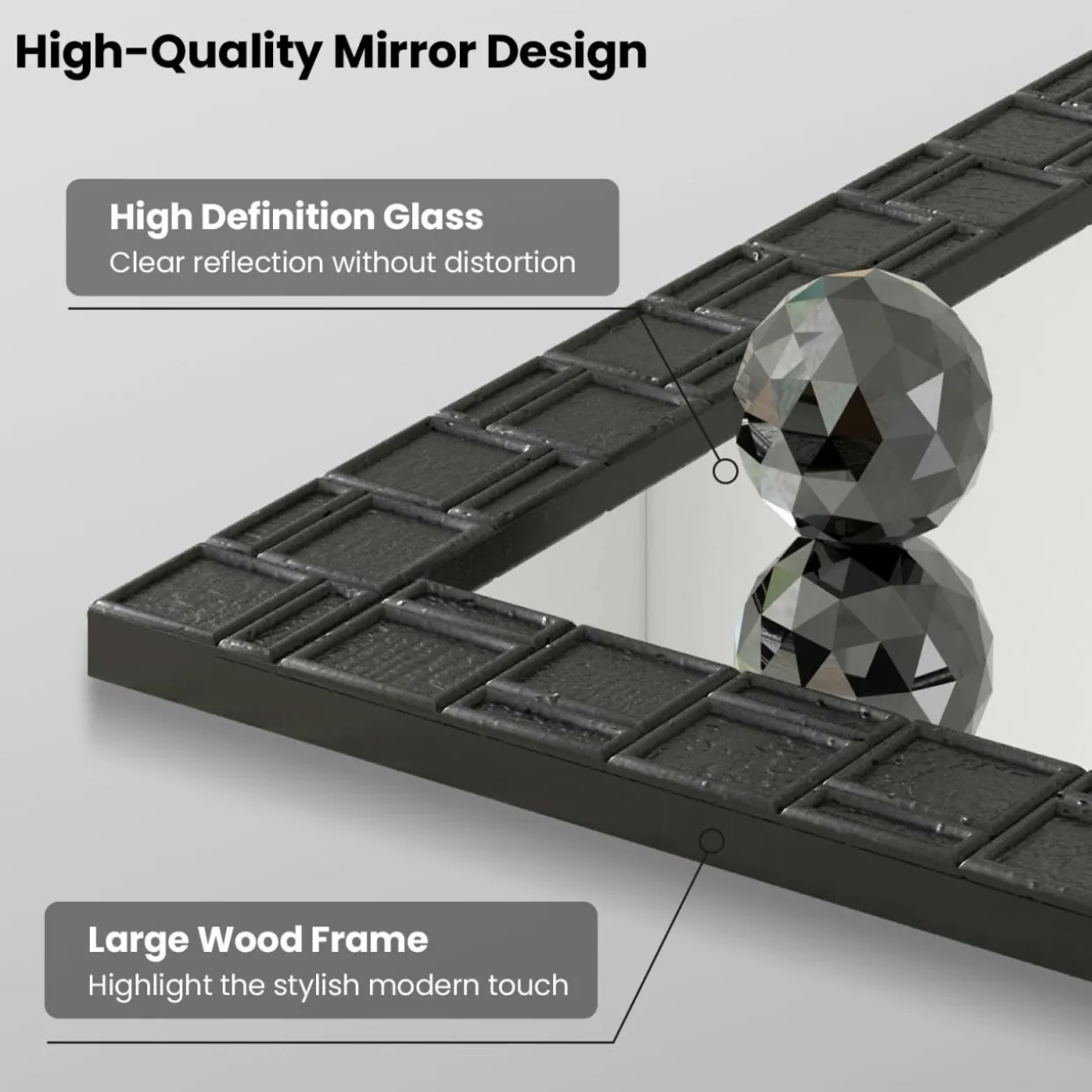 Tangkula Wood Framed Wall Mounted Mirror, 31.5" x 23.5" Rubber Wood Modern Mirror for Wall