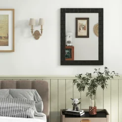 Tangkula Wood Framed Wall Mounted Mirror, 31.5